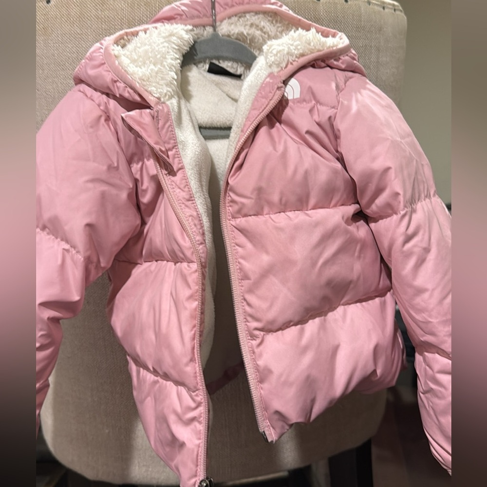 North Face Pink Puffer Jacket with Hood size 18 months
